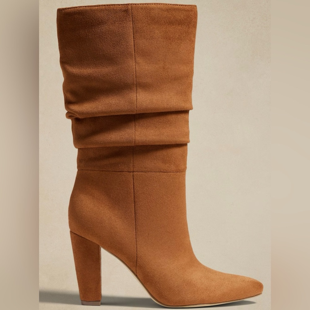 New! BANANA REPUBLIC Slouchy Boots,Vegan Suede in Nutmeg, Size 9 With box
